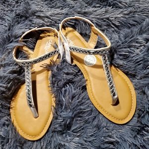 Capelli New York Sz 8 Slingback triangle cut rhinestone sandals